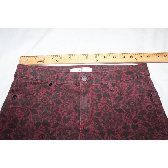 Y2K Cookie Johnson Floral print Skinny Women's pants Size 28 Black and Red - Picture 11 of 12